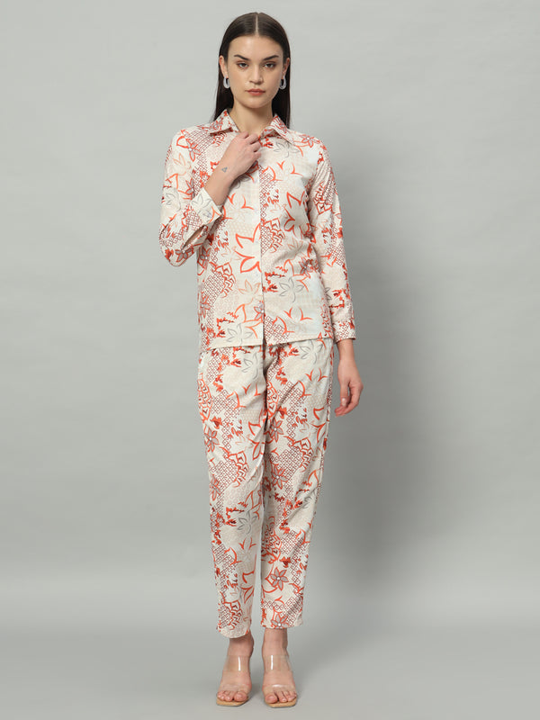 Women Flawer Printed Regular Shirt with Trousers Plazzo