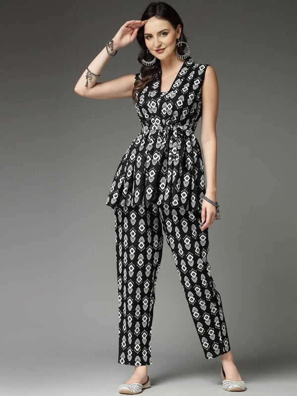 Women Floral Printed Regular Tunic with Trousers